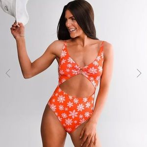 Billabong x Wrangler Out West Dreamin Cut Out Floral One Piece Swimsuit Size M